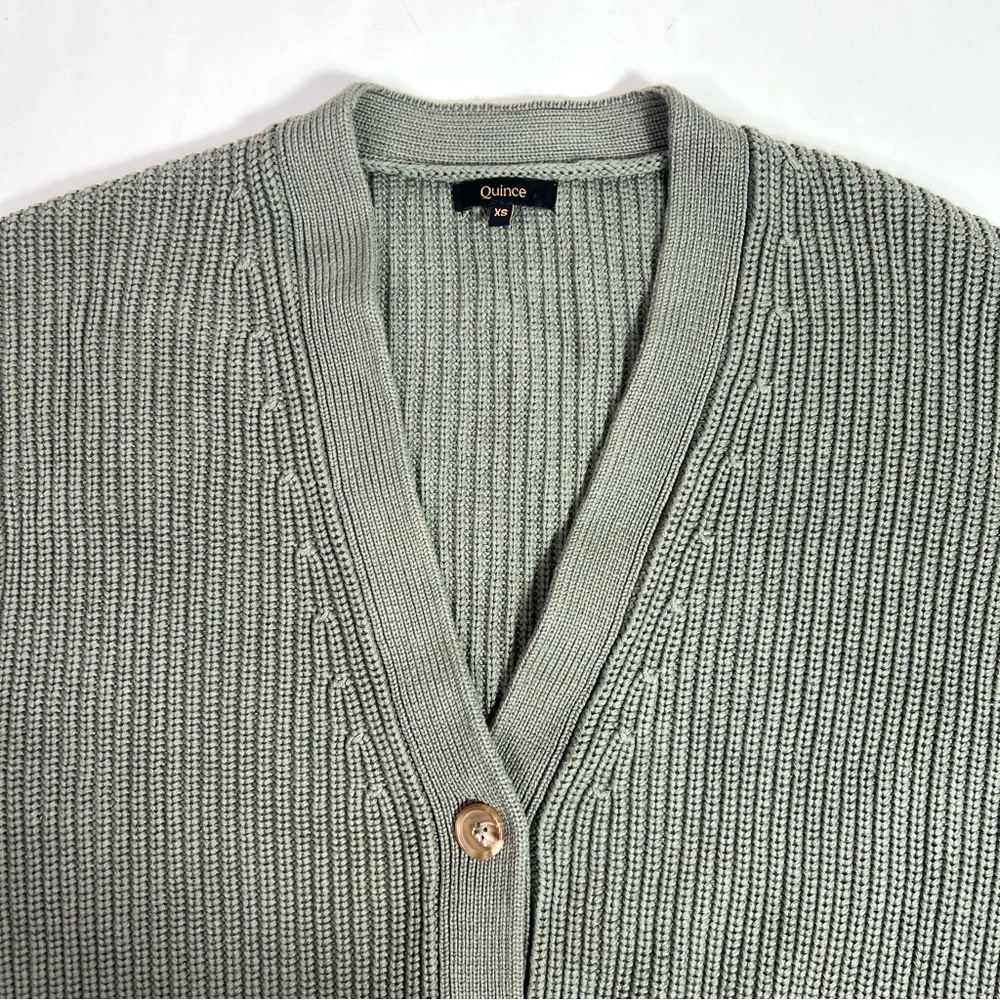 Quince Organic Cotton Oversized Boyfriend Cardigan Sweater Agave Green Size XS - Picture 13 of 14